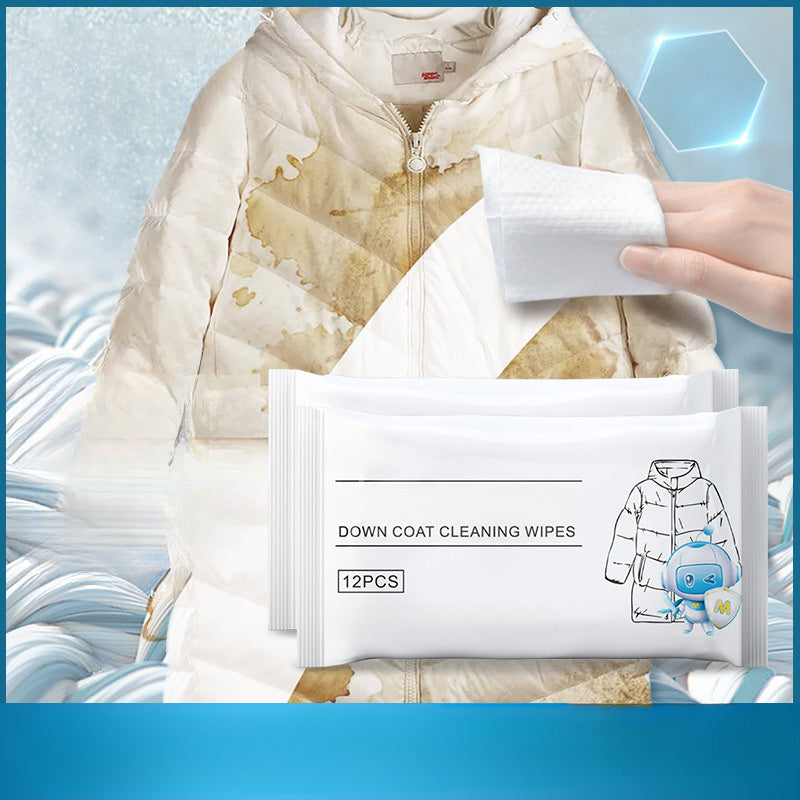 12 Portable Down Jacket Cleaning Wipes No Rinse Stain Remover for Clothes and Fabric