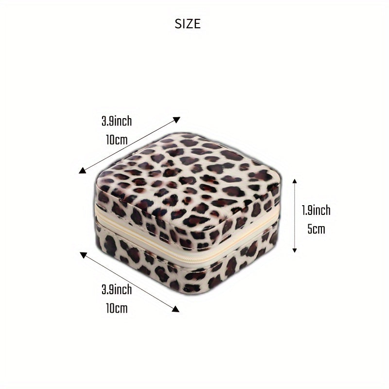 Leopard Style Jewelry Box Travel Compact with Subdivision Storage Gift for Friends