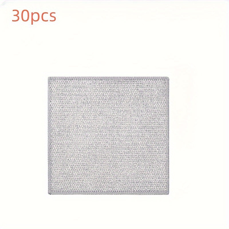 Reusable Non-Scratch Dish and Cookware Cleaning Sponges 30-Pack Microfiber and Steel Mesh Pads