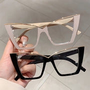 Women's Cat Eye Glasses Large Frame Clear Non-Prescription Metal Eyewear for Everyday Wear