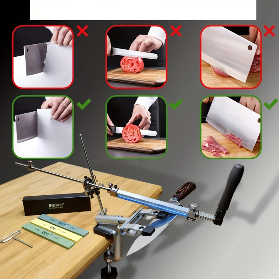 Fixed-Angle Knife Sharpening Kit with Sharpening Stone for Home Kitchen Use