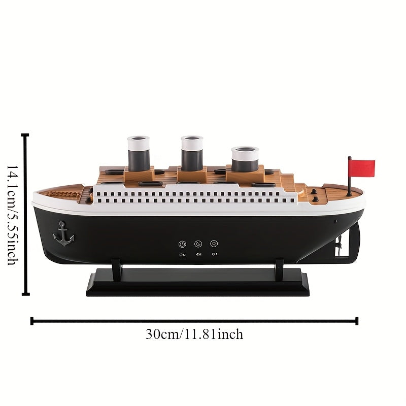Luxury Cruise Ship Aroma Diffuser with 7-Color Night Light and Jellyfish Spray