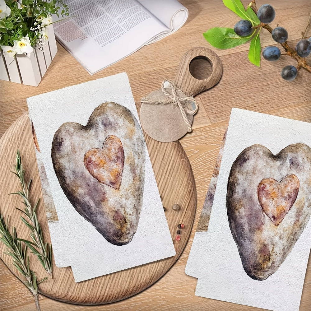 Ultra-Soft Kitchen Towels with Valentine's Potato Design, Absorbent, 40x60 cm