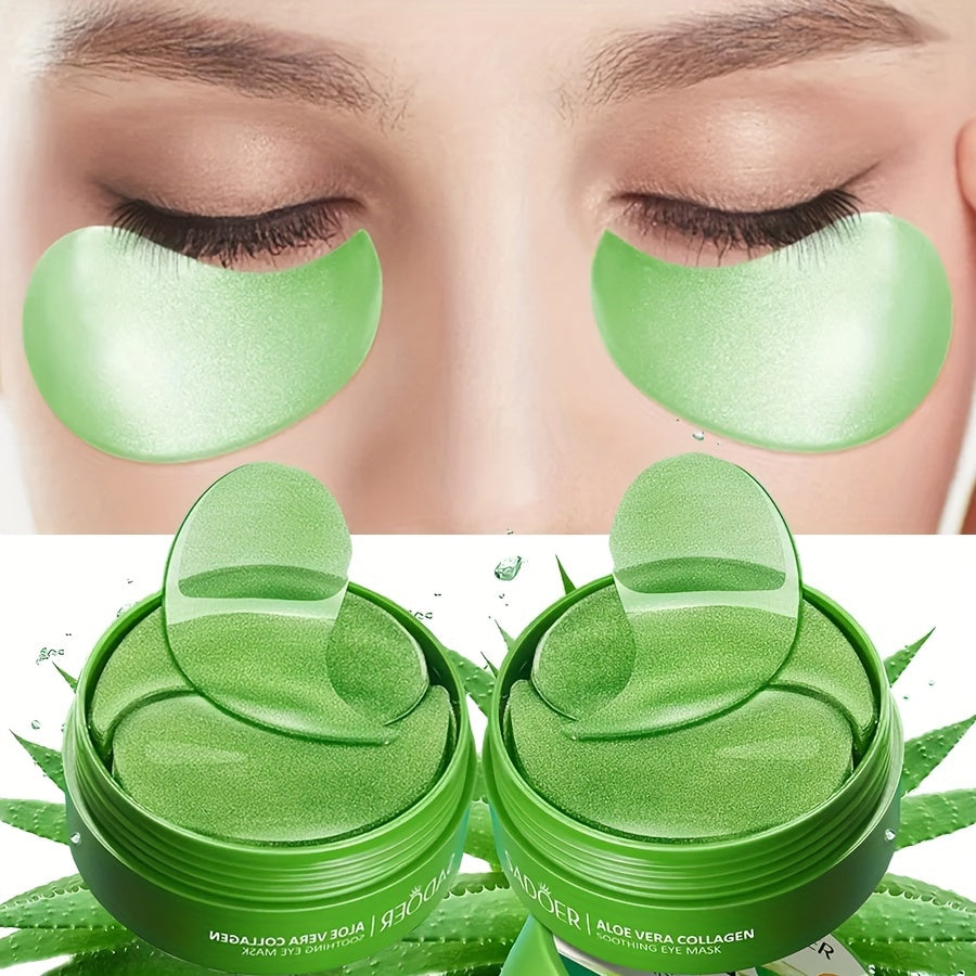 Unisex Unscented Aloe Vera Collagen Eye Mask Set for Moisturizing and Firming 2 Pack