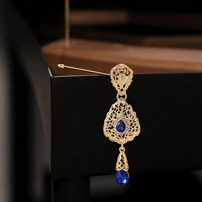 Zarif fransuz uslubidagi bo'sh qotishma hijob pin, porloq rhinestone'lar bilan bezatilgan - Vintage jozibasi, o'ziga xos notekis dizayn