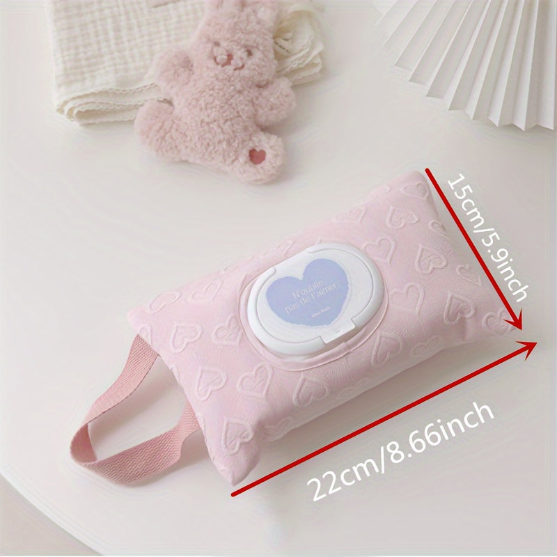 Large Capacity Heart-Shaped Tissue Holder for Diapers and Wipes Portable Flip-Top Design