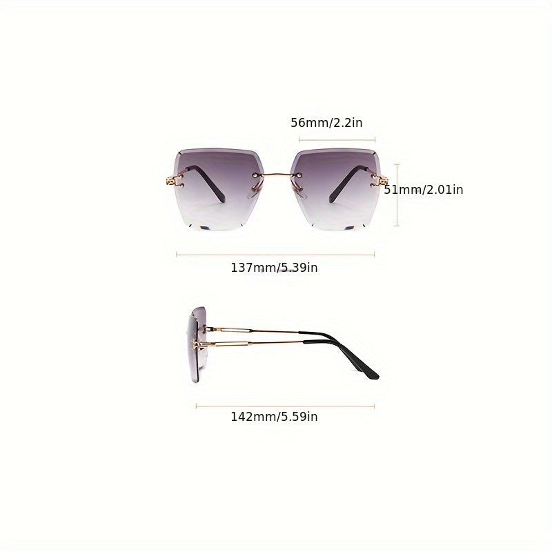 Square Rimless Sunglasses Women Gradient Lenses Casual Beach Party