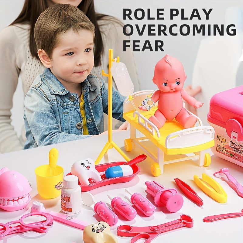 Kids' Doctor Playset for Ages 3+ with Stethoscope Dentist and Nurse Role-Play Toys