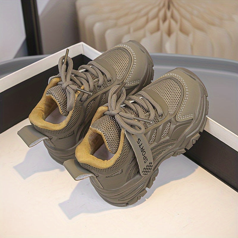 Kids Boys Girls Athletic Sneakers Casual Running Shoes Low Top Solid Color Faux Leather Rubber Sole