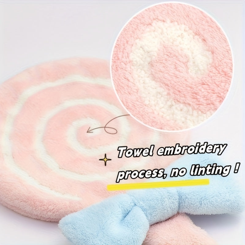 Absorbent Kitchen and Bathroom Wipes Ultra-Soft Coral Fleece Hanging Towel with Lollipop Design