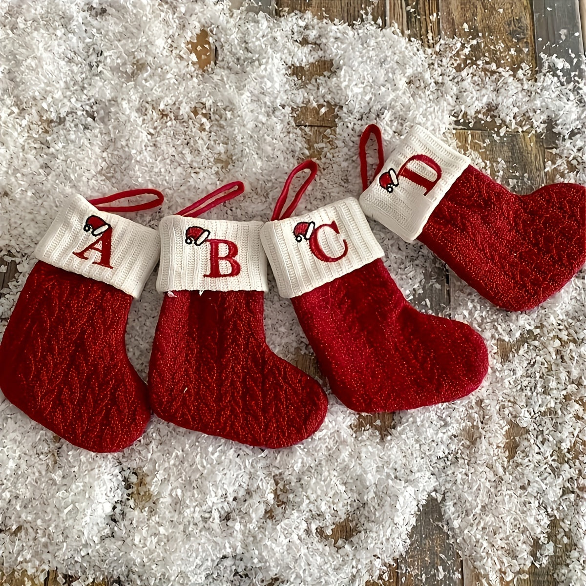 Knitted Polyester Stockings with Personalized Initials for Festive Parties