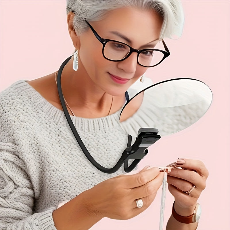 5X kattalashtiruvchi shisha, bosh uchun taqiladigan 13 sm katta linza, o'qish, tikuv, hunarmandchilik va tibbiy foydalanish uchun