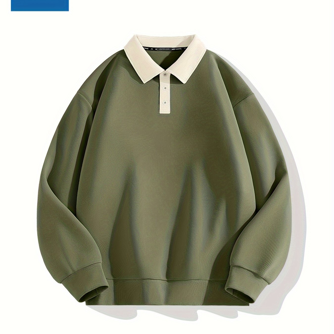 Men's Polo Shirt Sweatshirt Long Sleeve Solid Waffle Knit Polyester Spandex