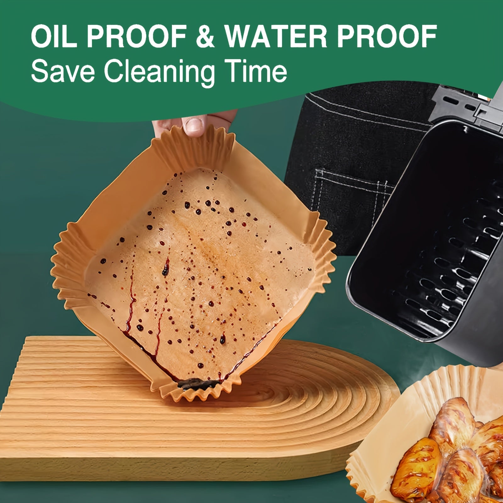 Air Fryer Liner Squares Non-Stick Silicone Disposable Paper Bowls Kitchen Baking Supplies