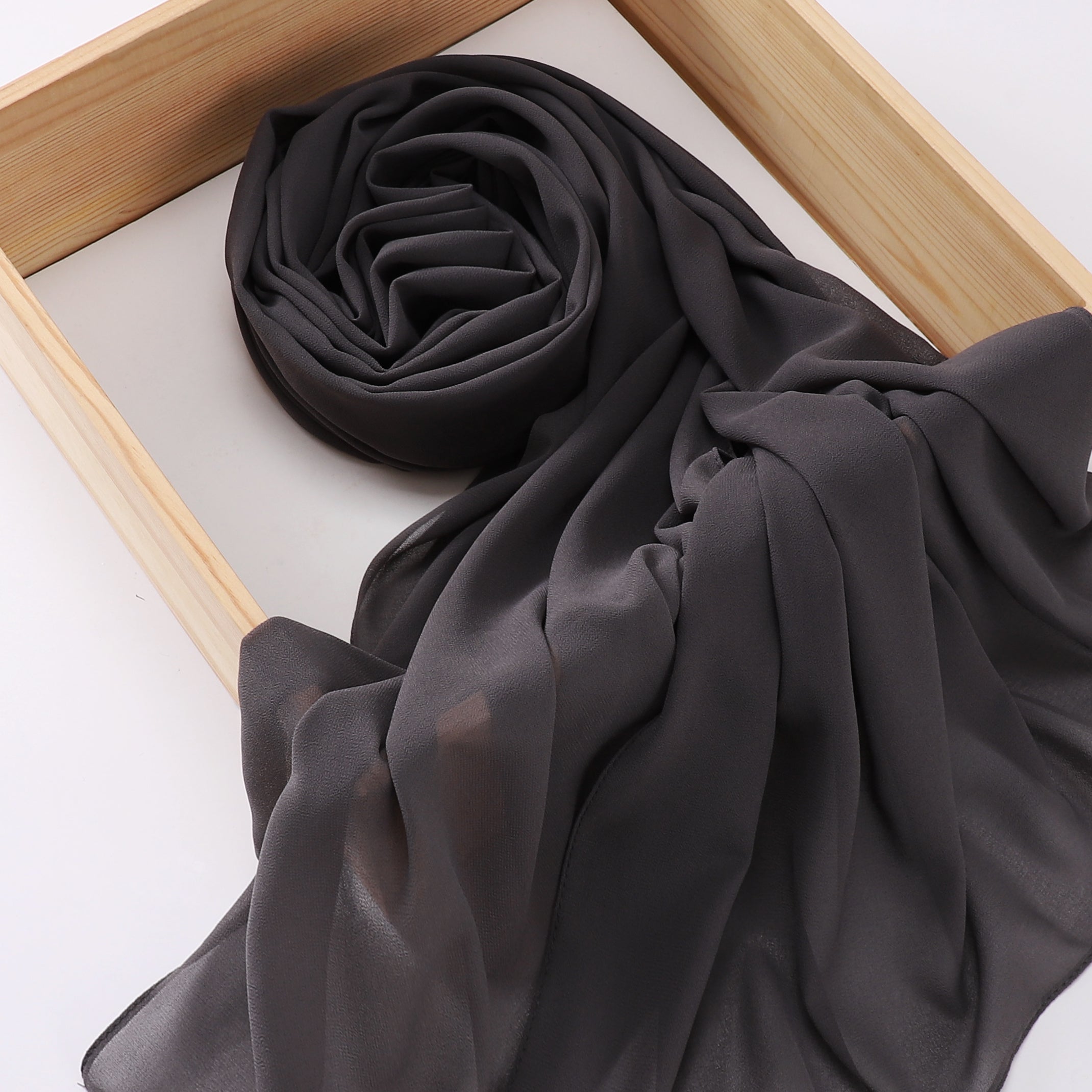 Woven Polyester Chiffon Hijab Scarf Solid Color Lightweight Muslim Head Cover for Casual Ramadan