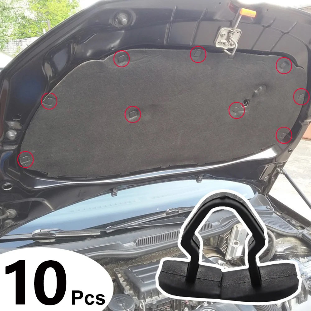 10 Pcs Engine Hood Retainer Clips Sound Insulation Rivets for Car Vehicles