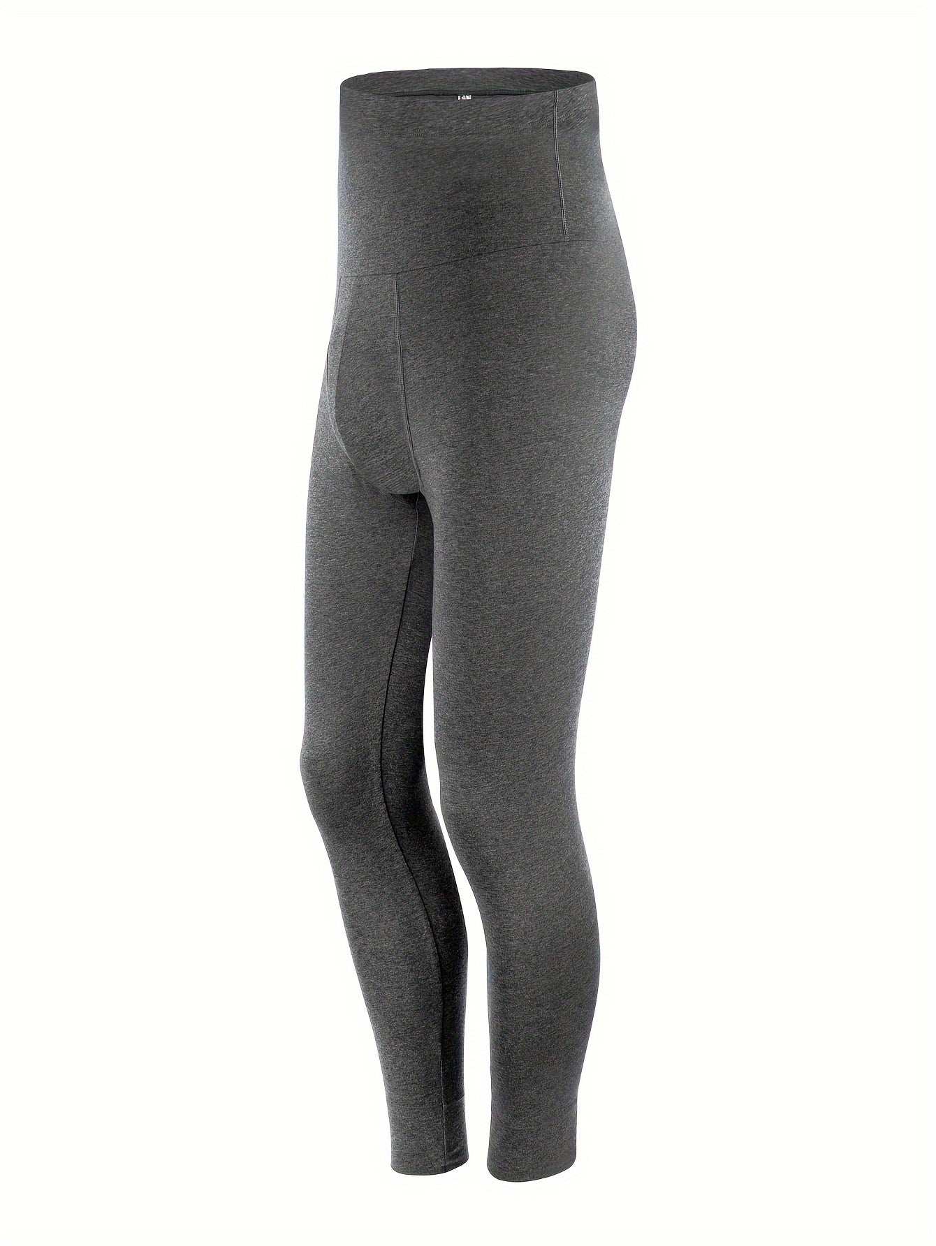 Men's High-Waisted Cotton Leggings Slim Fit Tummy Control Stretch Long for Fall Spring