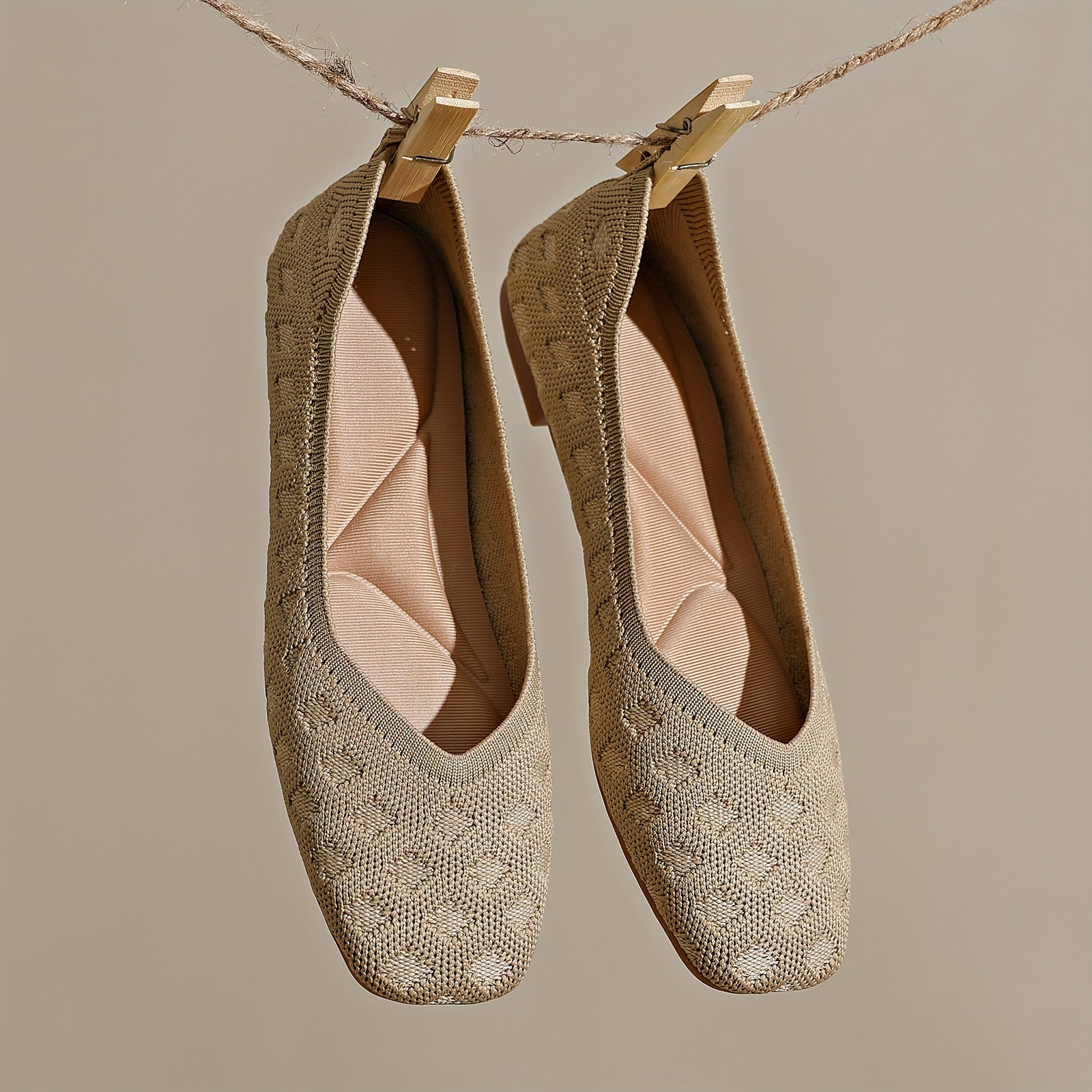 Women's Plaid Mesh Slip-On Ballet Flats Breathable Lightweight Fabric Shoes