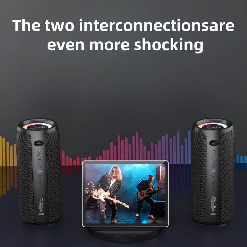 Altavoz inalámbrico portátil de alta potencia con iluminación RGB, 40W, batería de 5200mAh