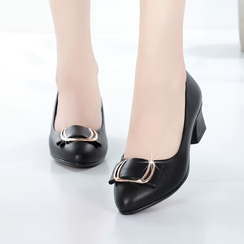 Women Black Synthetic Flat-Soled Work Shoes for Professionals