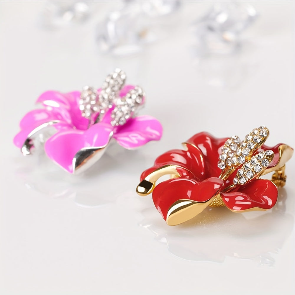 Flower Brooch Pin with Rhinestones for Bridal Wedding Accessories
