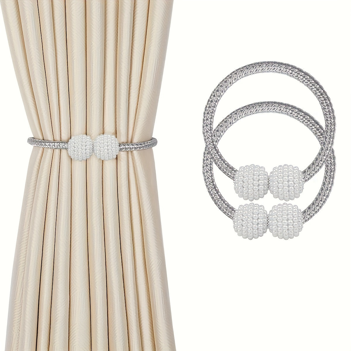 Set of 2 Modern Polyester Rope Window Drape Holdbacks for Home Office Decor