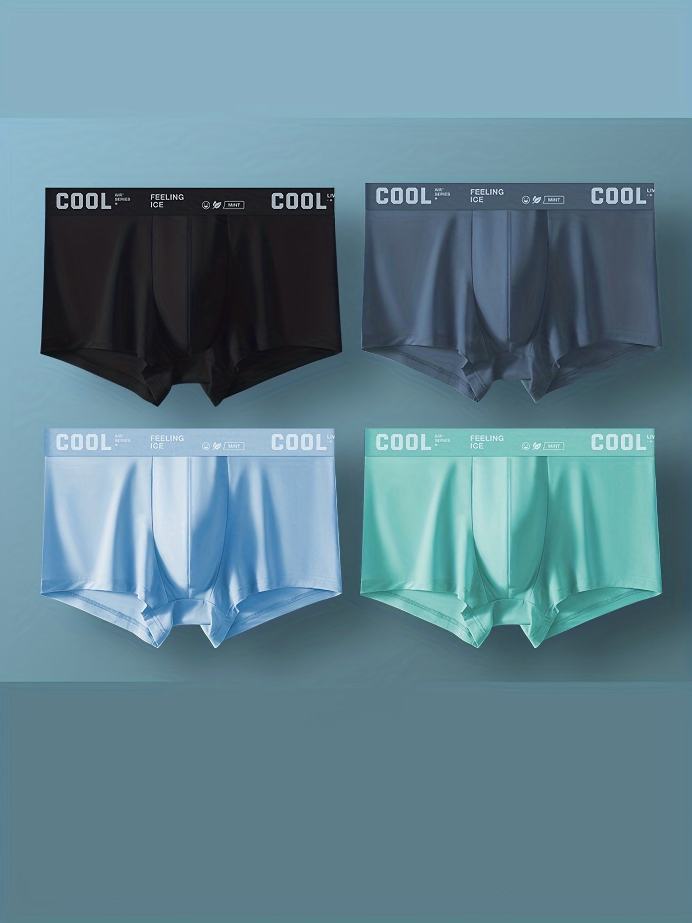 Men's Ultra-Thin Breathable Boxer Shorts 4-Pack Polyester Lycra Stretch Casual