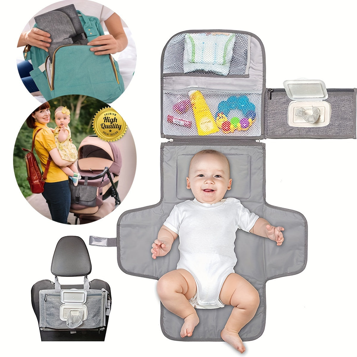 Baby Waterproof Changing Pad for Travel and Outings with Multi-Use Function
