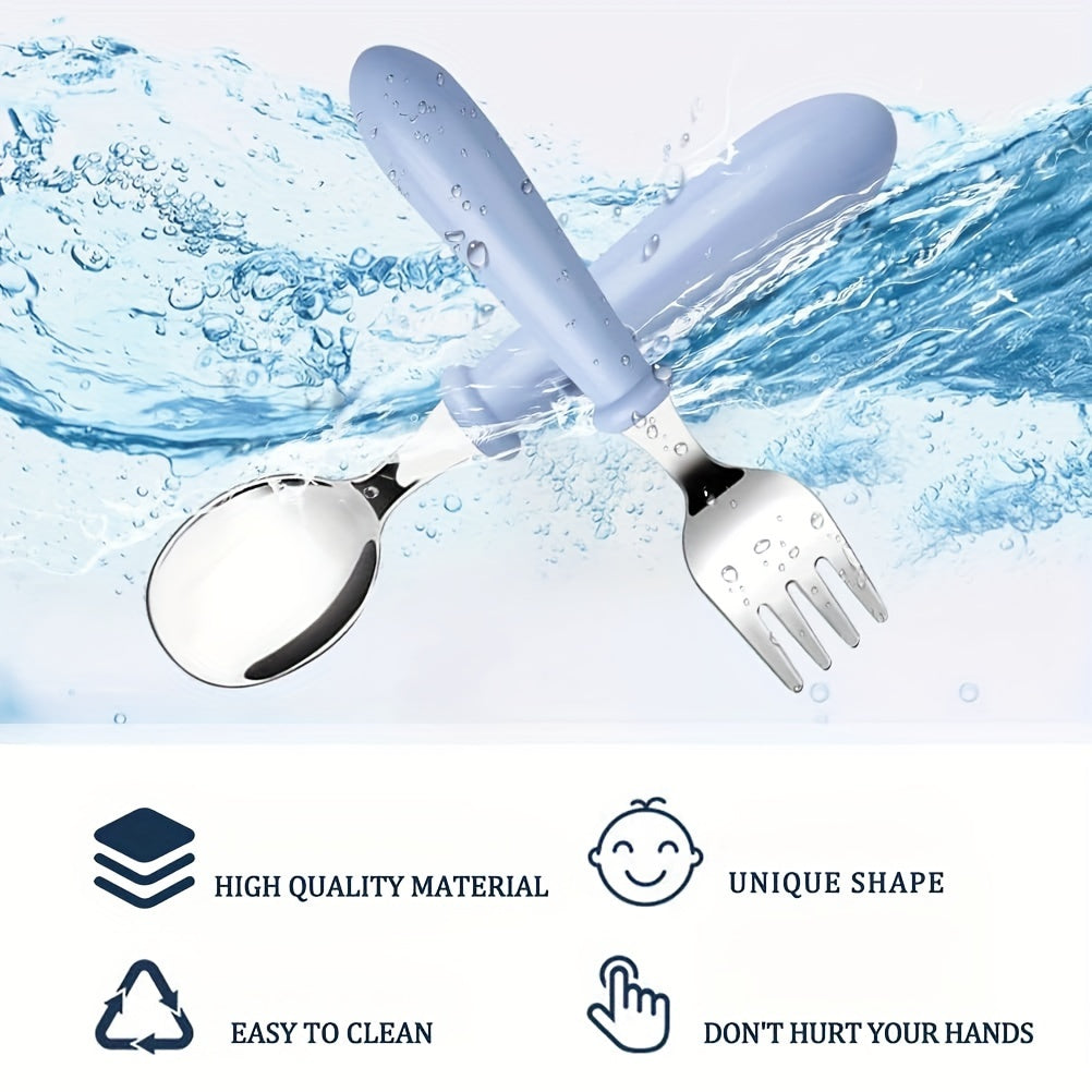 6-Piece Stainless Steel Flatware Set for Kids with BPA-Free Handles and Rounded Edges