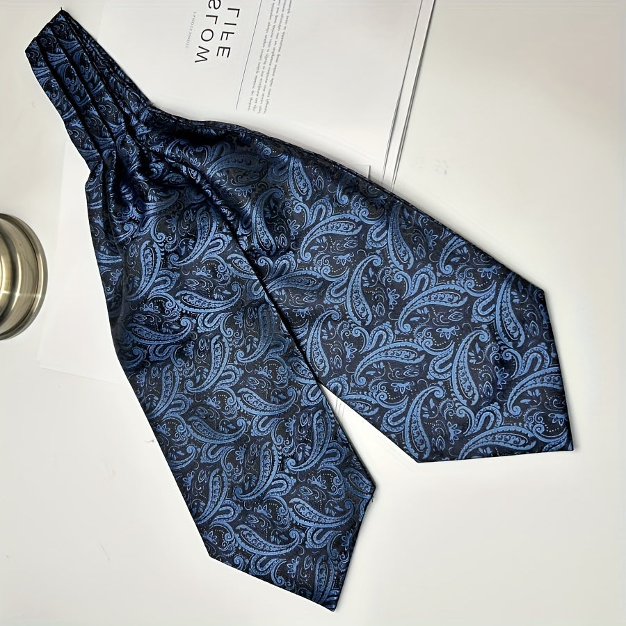 Men's Burgundy Blue Flower Suit Neck Scarf Casual Formal Dress Shirt Accessory