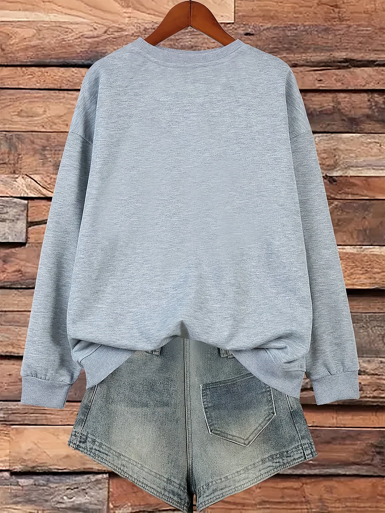 Plus Size Women's Dinosaur Graphic Print Crew Neck Sweatshirt Casual Pullover Fall Comfortable