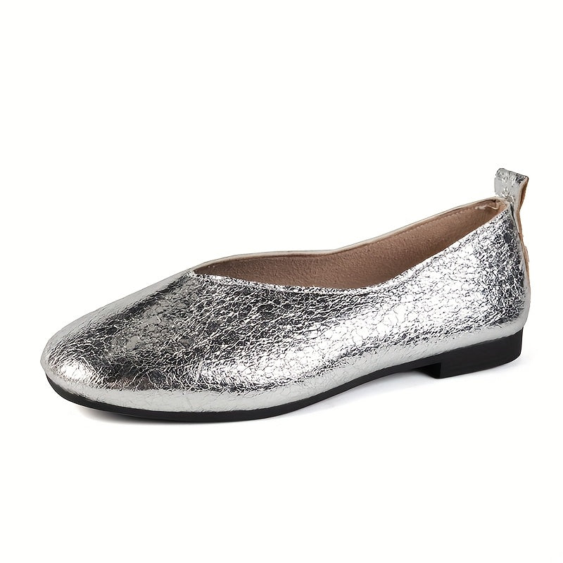 Women Flat Shoes Solid Color Slip-On Work Shoes Casual Low Heel