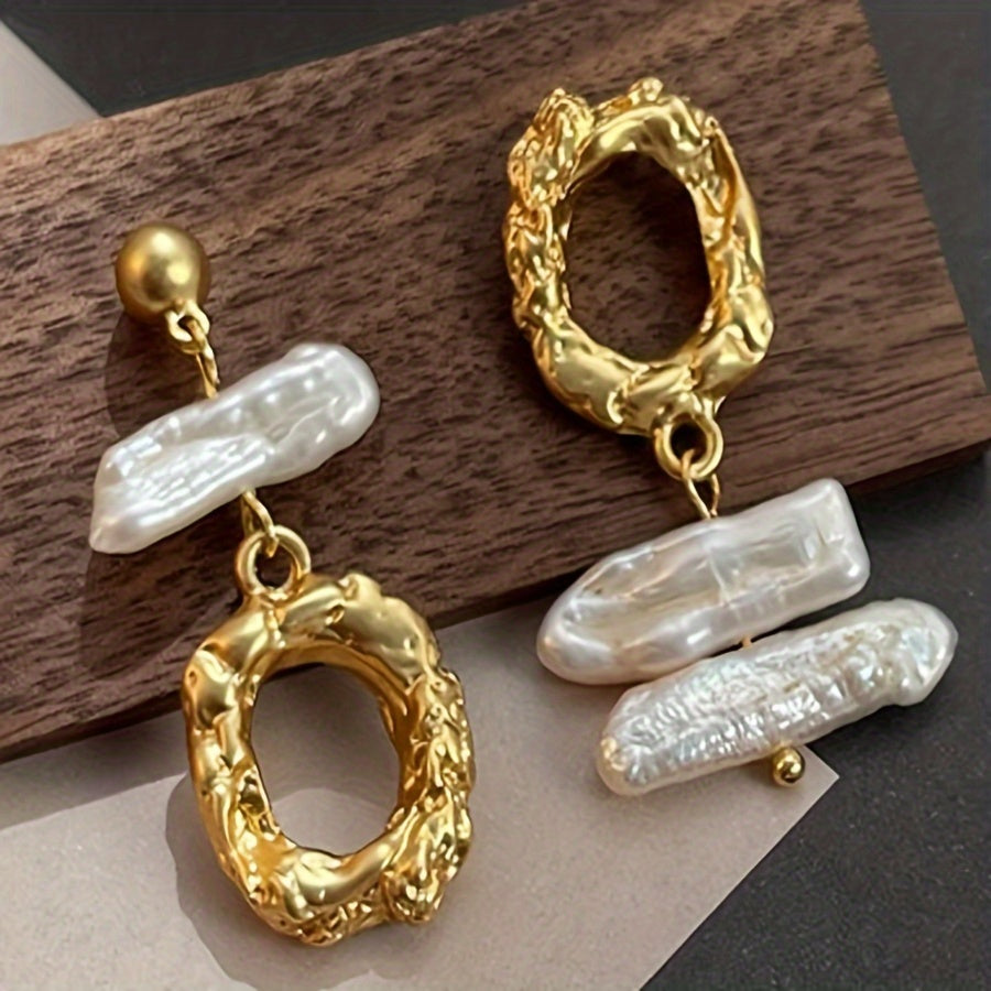 Boho uslubidagi yangi suv barokko marvaridli quloq uzuklari, tabiiy oq Biwa marvaridi bilan, dekabr tug'ilgan toshi uchun mukammal, bohem uslubidagi bayram modasi, qoplamasiz, har kuni kiyish uchun yoki Sevishganlar kuni sovg'asi sifatida ajoyib.