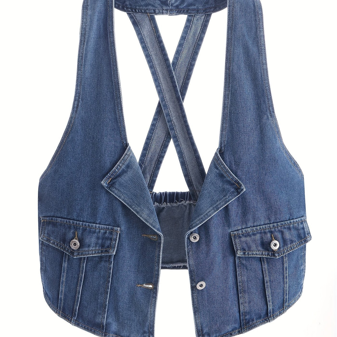 Chaleco de mezclilla para mujer, corto, sin mangas, lavado azul, casual, primavera y verano
