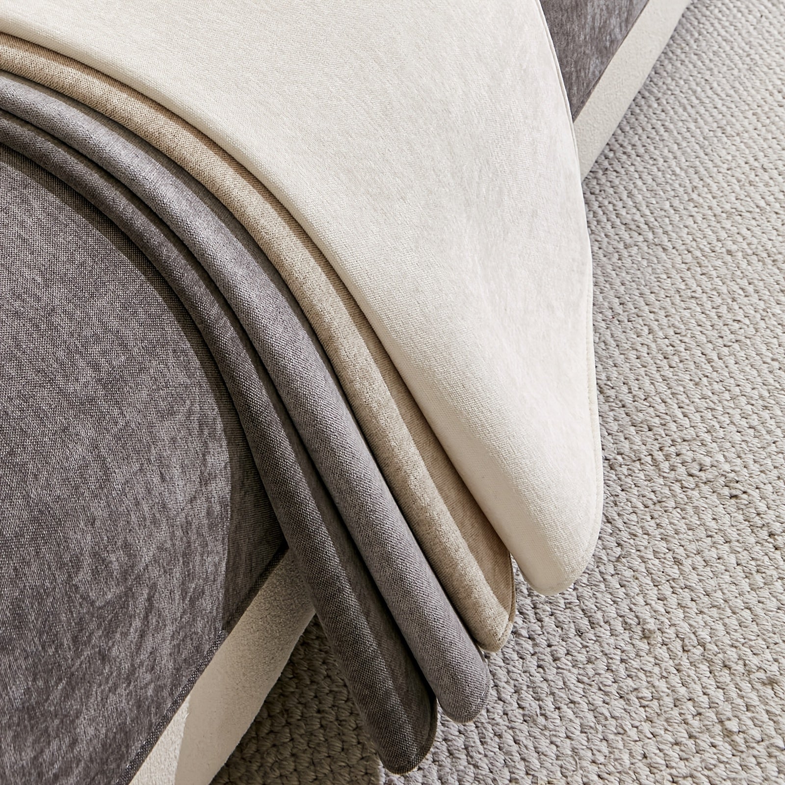 Chenille Sofa Cover Non-Slip Pet-Friendly All Seasons Fits 1-4 Seaters Light Beige