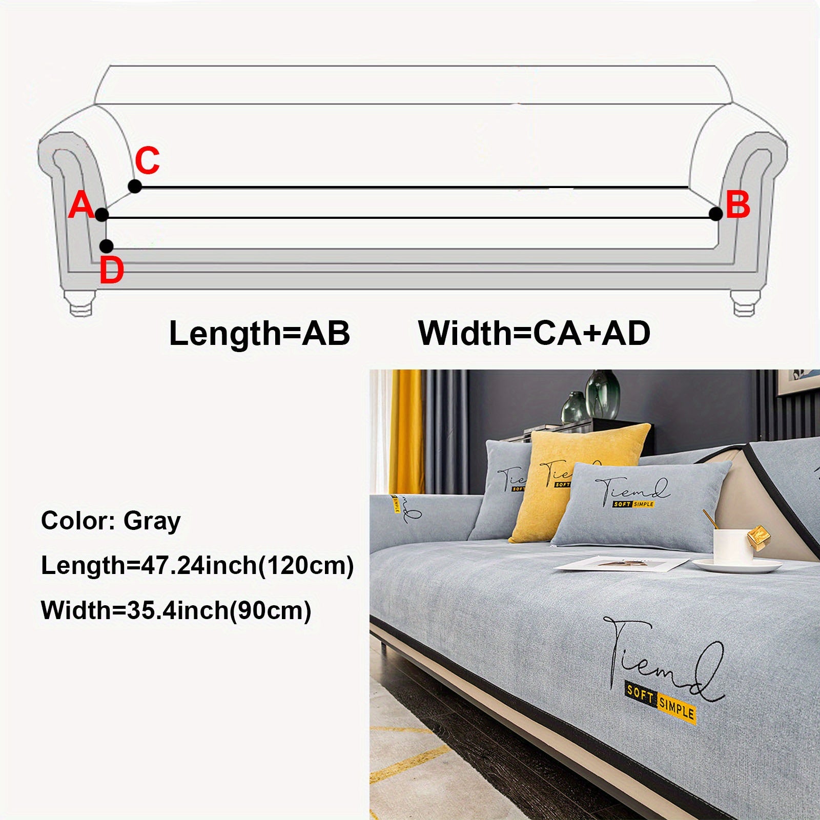 Chenille Couch Cover Non-Slip Sofa Protector for Living Room Bedroom Office