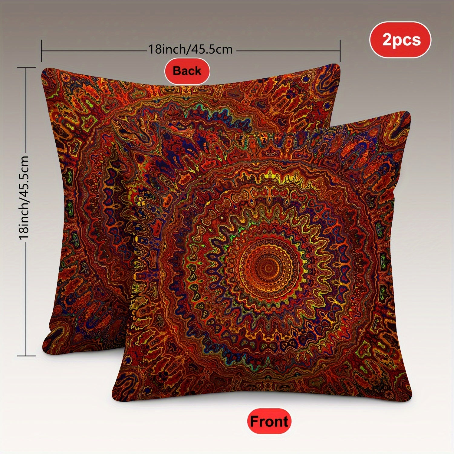 Bohemian Style Pillow Cover 2pcs 45.72cm x 18in Short Plush Double-Sided Printing Modern Art Home Decor