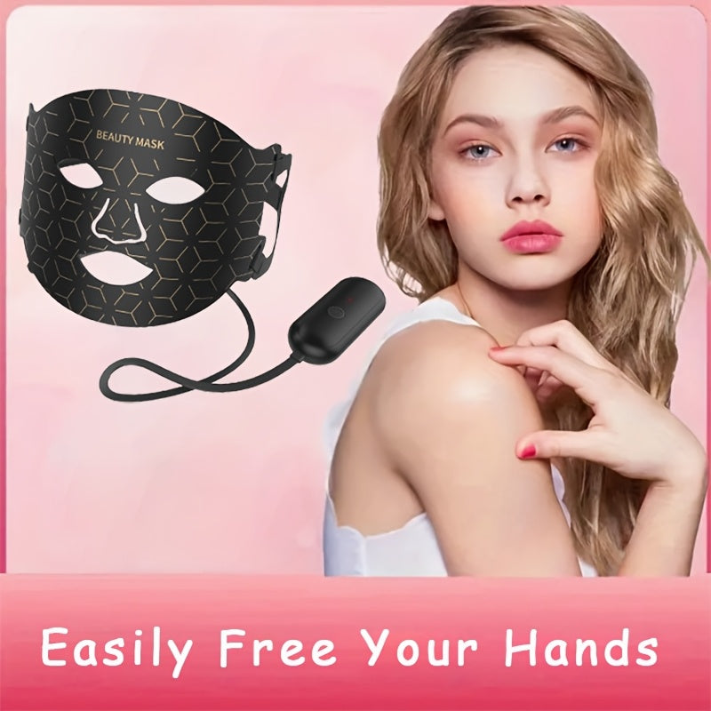 1 dona Portativ Yumshoq Silikon Go'zallik Maska, 7 Rang, Qayta Zaryadlanadigan Lityum Batareya, USB Zaryadlash, Salon va Uyda Foydalanish Uchun Ideal, Yuz Terisi Parvarishi, Onalar Kuni Uchun Ko'p Maqsadli Sovg'a