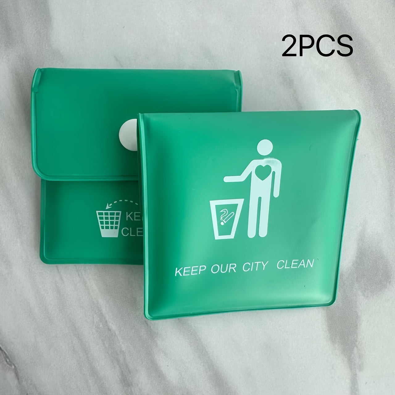 2-Pack Plastic Square Ashtrays, Fireproof Travel Pouch, Outdoor Cigarette Dispenser