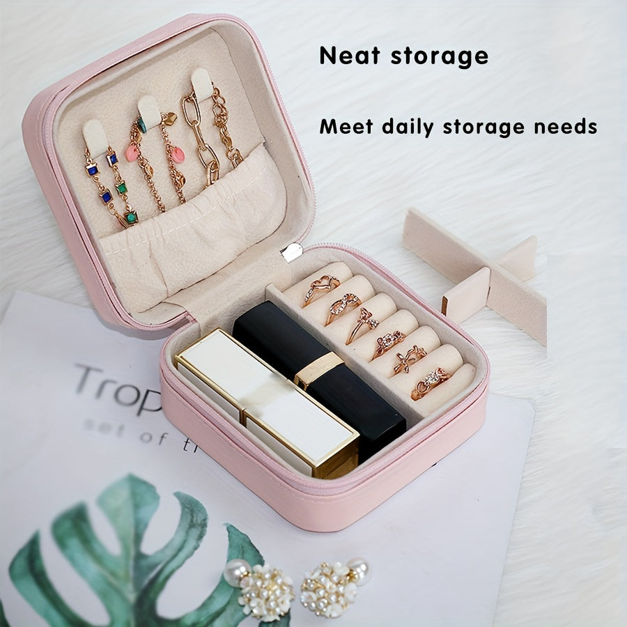 Compact Jewelry Organizer for Travel and Home Storage in White Black Pink