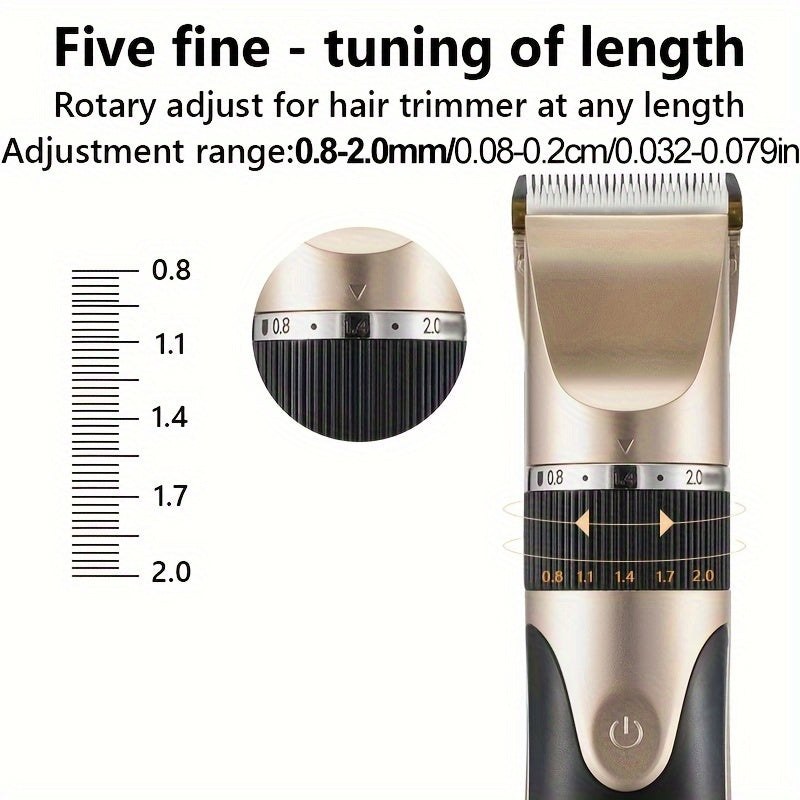 USB rechargeable digital hair trimmer with ceramic blade for men's haircuts