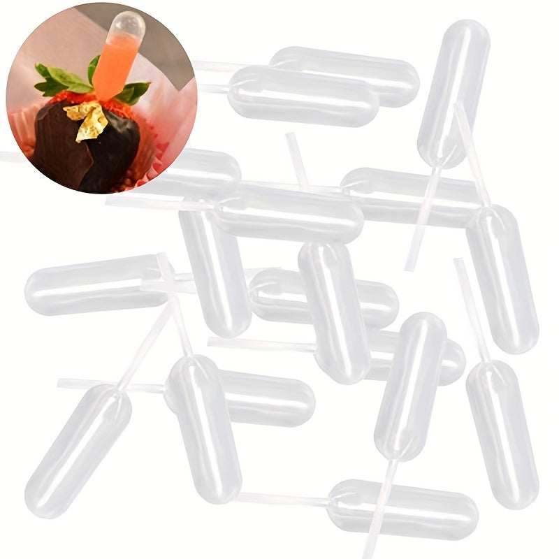 Set of 50 Plastic Droppers for Ice Cream Jelly Milkshakes Food Safe
