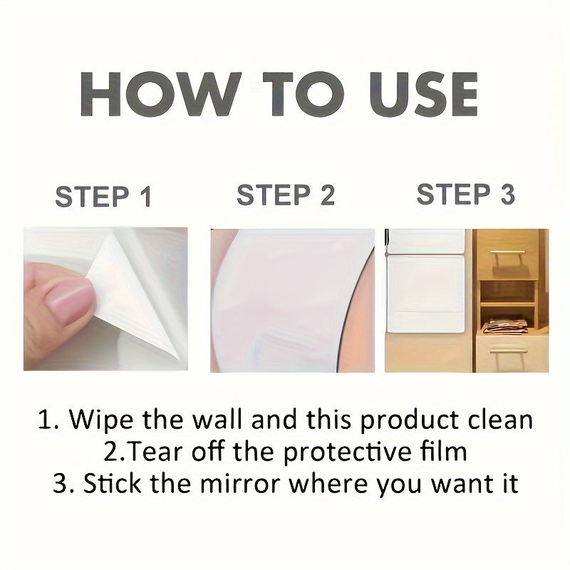 Rectangular Acrylic Mirror Wall Decal Frameless Self-Adhesive Bathroom Decor