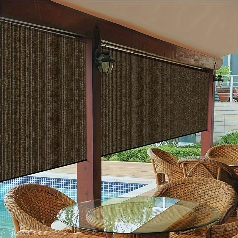 Brown Outdoor Privacy Screen Windproof Sunshade Breathable Windproof Garden Screen