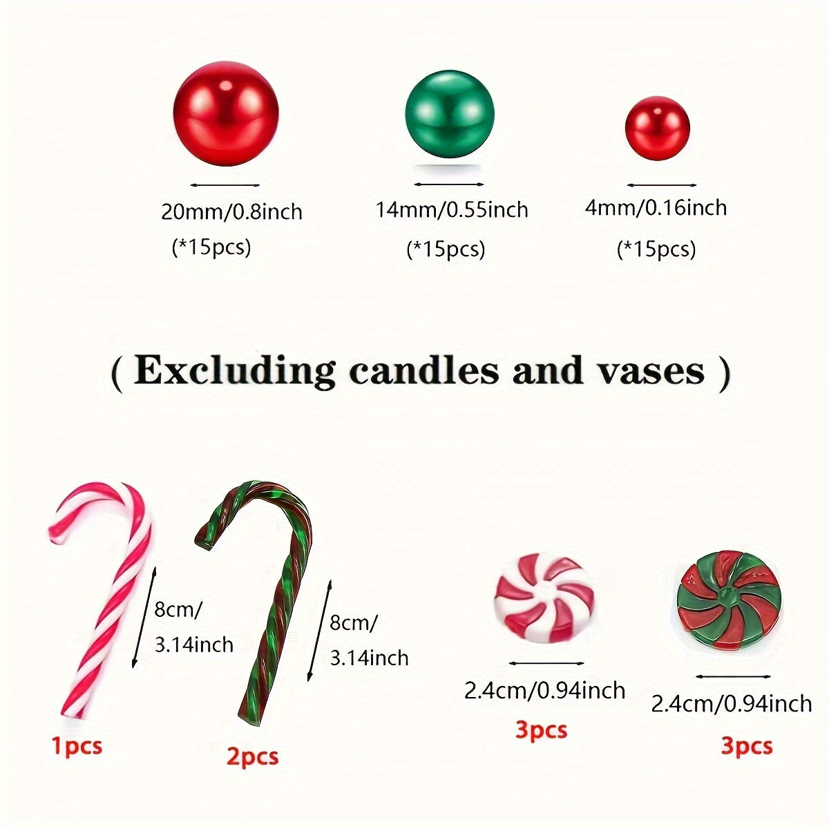 Christmas Vase Decor Set with Filling Beads for DIY Festive Tabletop and Party Decor