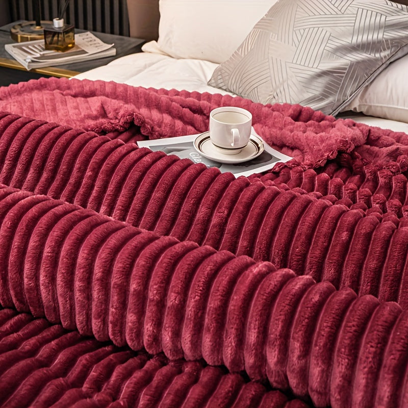 Plush Checkered Rabbit Fur Effect Blanket for Cold Nights and Cozy Snuggling