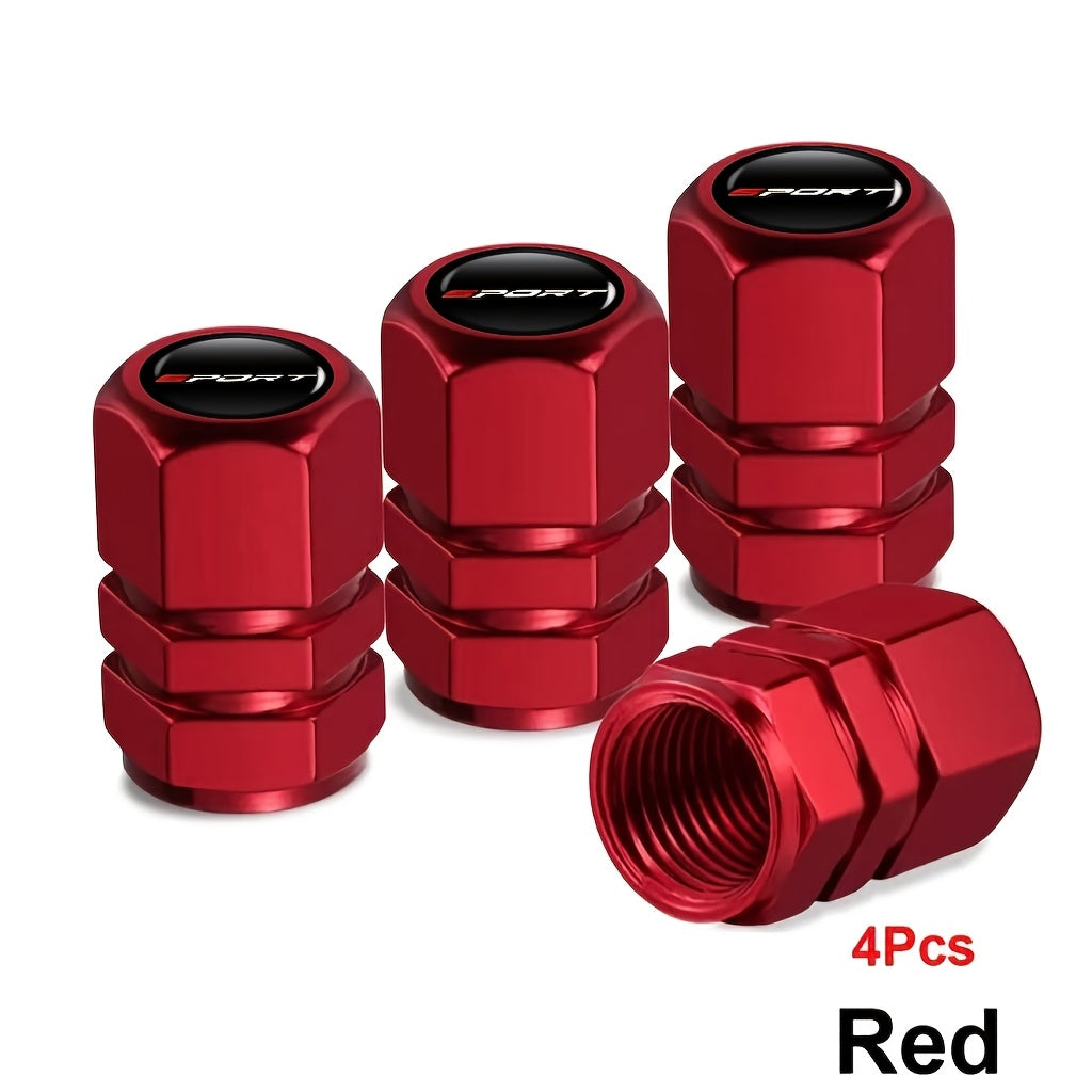 Aluminum Valve Caps Set for Cars and Motorcycles, Sport Pattern, 4/8/12 Pieces