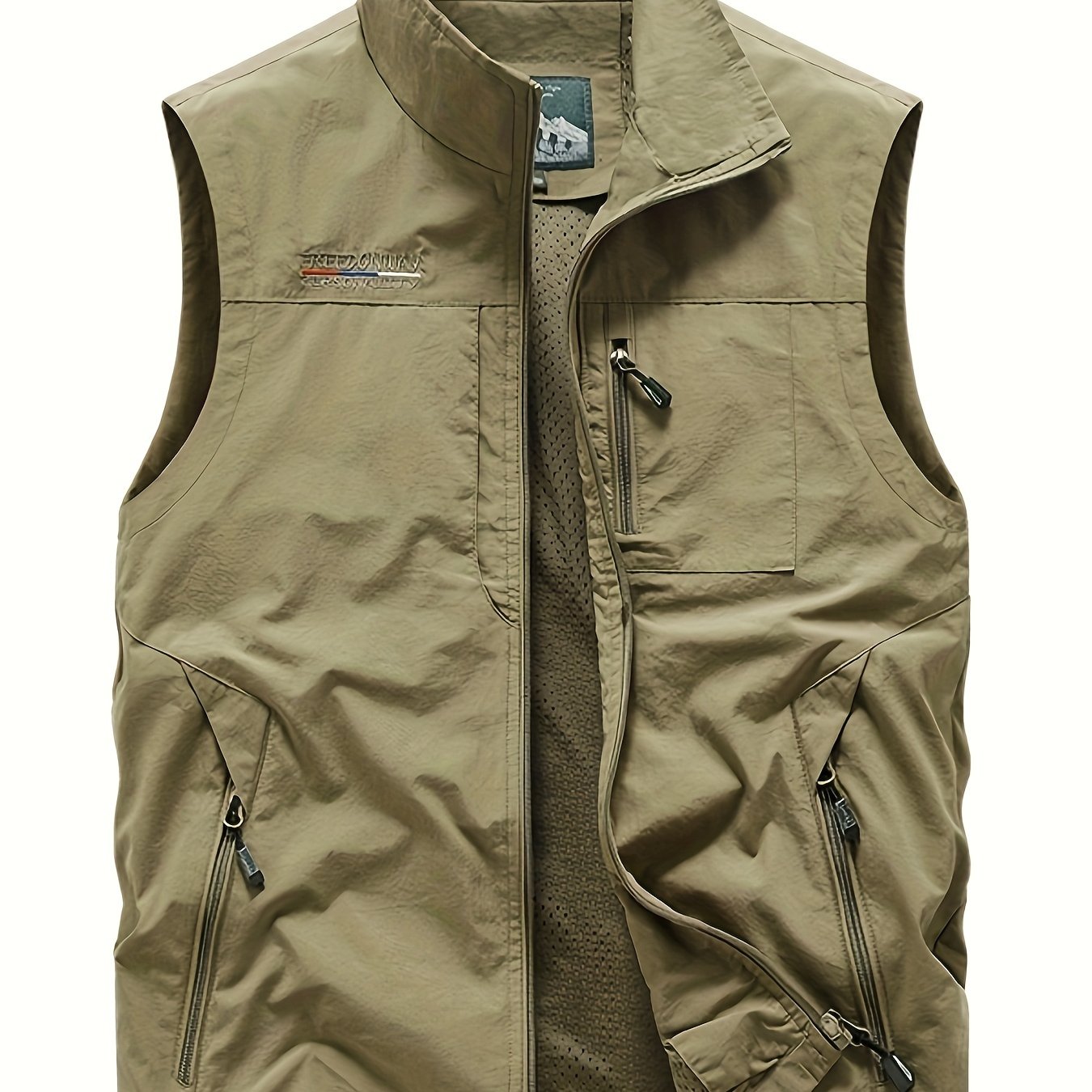 Men's Cargo Vest Nylon Sleeveless Zipper Pockets Outdoor Spring Summer