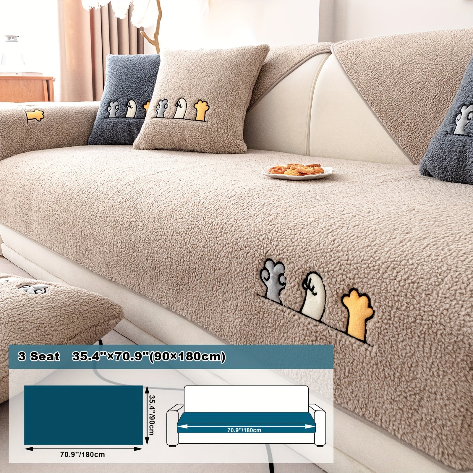 Плюшевый чехол на диван Sherpa, противоскользящий, защитный чехол для мебели для домашних животных для гостиной