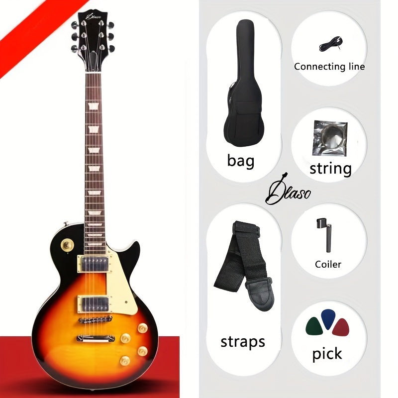 Guitarra eléctrica LP para principiantes y profesionales, 22 trastes, diapasón de palisandro, rojo y negro